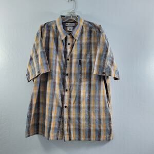 Columbia Men's Plaid Blue/ Brown button Front shirt Size XL 11723-0117